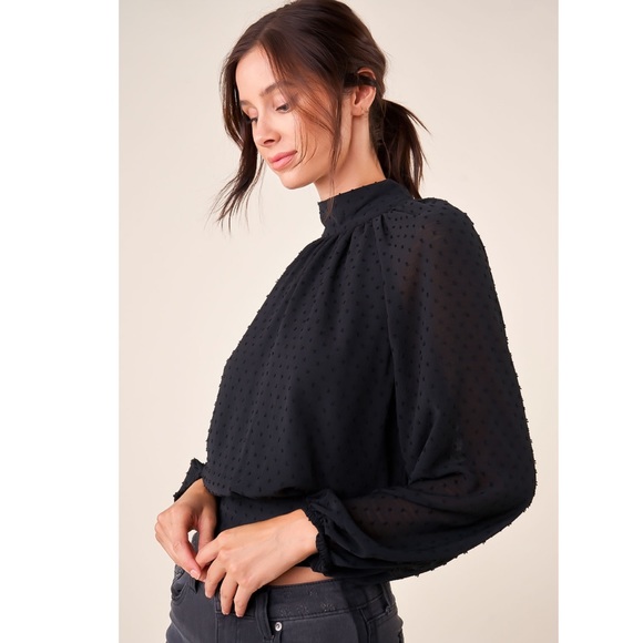 Mock Neck Crop Blouse - Picture 3 of 7